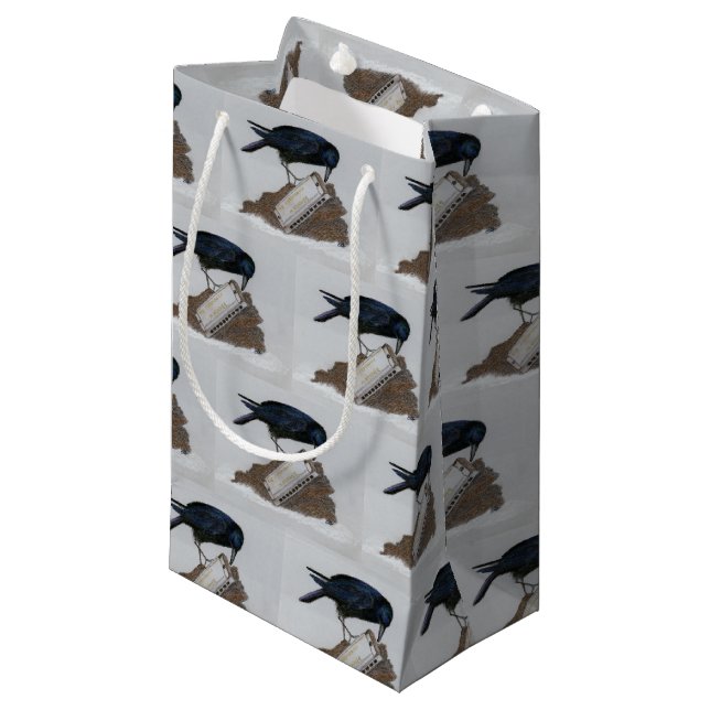 Sacola Para Presentes Pequena Crow e Harmonica (Frente inclinada)