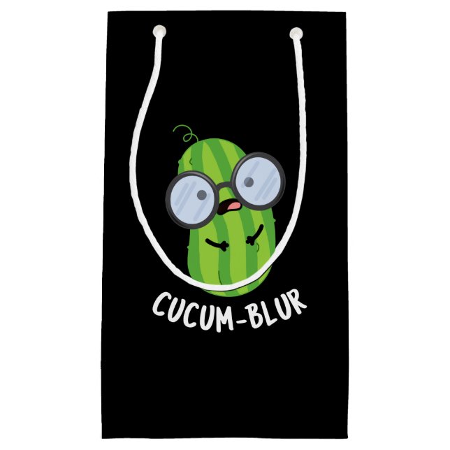 Sacola Para Presentes Pequena Cucum-blur Funny Veggie Pepino Escuro BG (Frente)