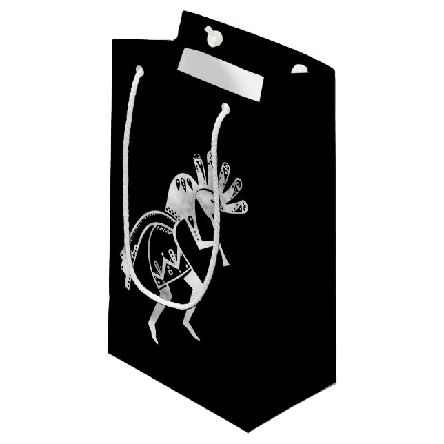 Sacola Para Presentes Pequena Cultura de americanos nativos - Dançando Kokopelli (Frente inclinada)