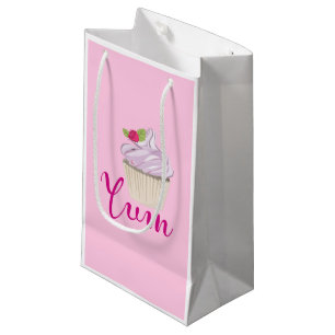 Sacola Para Presentes Pequena Cupcake do fosco do rosa Yum!