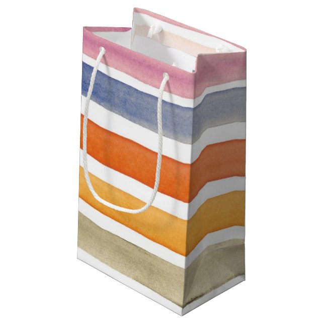 Sacola Para Presentes Pequena Cursos pintados mão da escova da aguarela, (Verso inclinado)