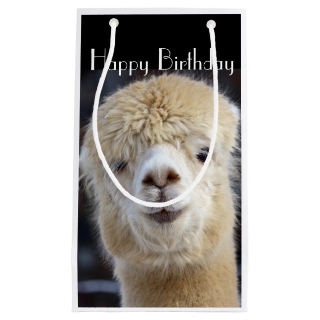 Sacola Para Presentes Pequena Cute Alpaca face (Frente)