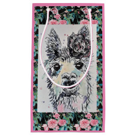 Sacola Para Presentes Pequena Cute Alpacca Llama Watercolor Art Gift Bag