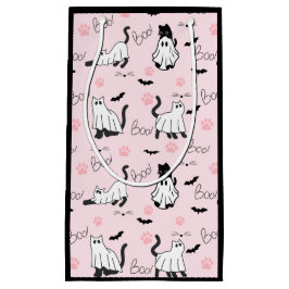 Sacola Para Presentes Pequena Cute Ghost Cats Halloween