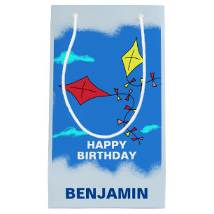 Sacola Para Presentes Pequena Cute Kites Azul Feliz Aniversário Kids