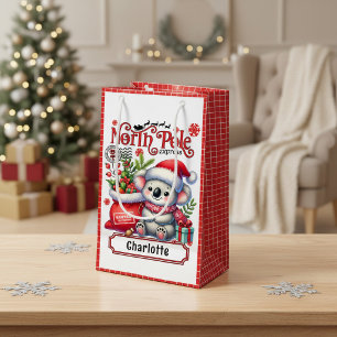 Sacola Para Presentes Pequena Cute Koala Chirstmas Nome Personalizado