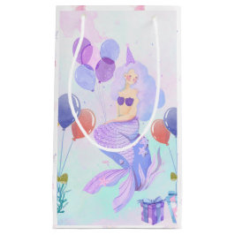 Sacola Para Presentes Pequena Cute Mermaid Birthday Party