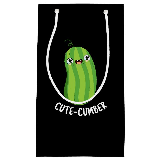 Sacola Para Presentes Pequena Cutecumber Engraçado Pepino Escuro BG (Frente)