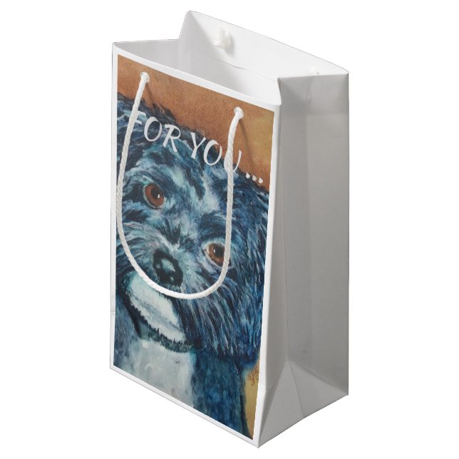 SACOLA PARA PRESENTES PEQUENA CUTIE BLACK HAVANESE (Frente inclinada)