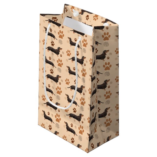 Sacola Para Presentes Pequena Dachshund Dog Paws Gift Bag (Frente inclinada)
