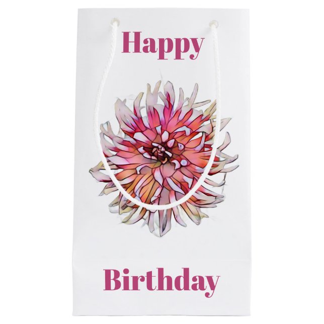 SACOLA PARA PRESENTES PEQUENA DAHLIA FLOWER (Frente)