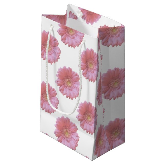 Sacola Para Presentes Pequena Daisy gerbera rosa pálido (Frente inclinada)