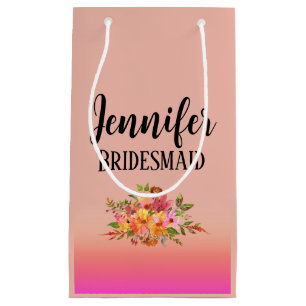 Sacola Para Presentes Pequena Dama de honra Floral Moderno Personalizado