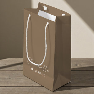 Sacola Para Presentes Pequena Dama de honra Rótulo Minimalista Natural