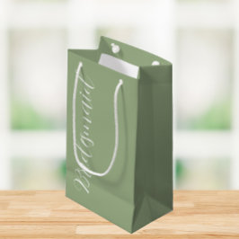 Sacola Para Presentes Pequena Damas de casamento em verde salvia com letra estil