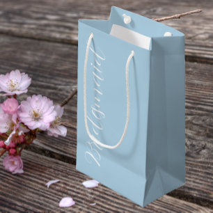 Sacola Para Presentes Pequena Damas de Honra Casamento Azul Claro Letra Estiliza
