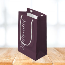 Sacola Para Presentes Pequena Damas de Honra com Letra Estilizada em Roxo