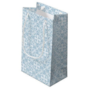 Sacola Para Presentes Pequena Damasco azul pálido
