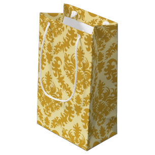 Sacola Para Presentes Pequena Damasco Dourado