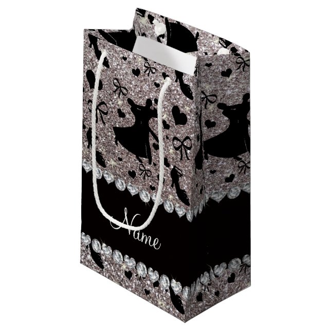 Sacola Para Presentes Pequena Dança de salão de baile de prata conhecida feita (Frente inclinada)