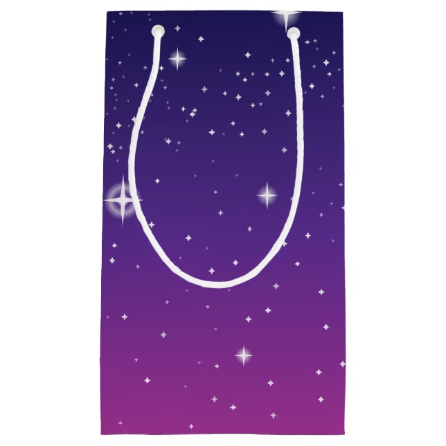 Sacola Para Presentes Pequena Dark Purple Starry Night Sky (Frente)