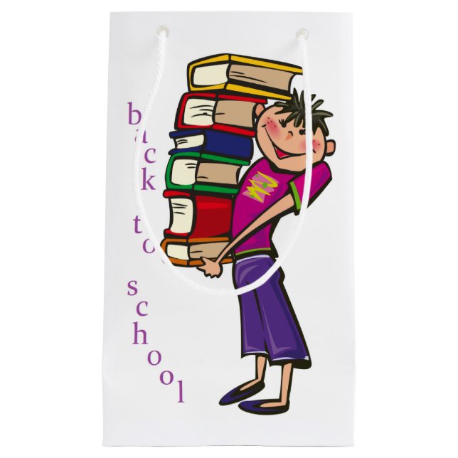 SACOLA PARA PRESENTES PEQUENA DE VOLTA À ESCOLA (Frente)