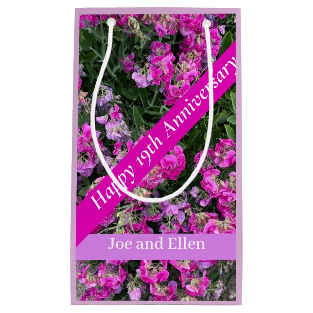 Sacola Para Presentes Pequena Décima Nona Aniversário de Doce Pea (Frente)