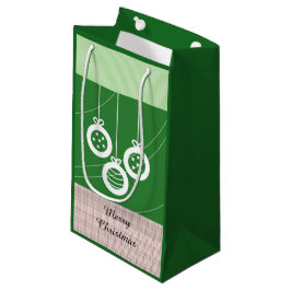 Sacola Para Presentes Pequena Decorações de Feriado Verde e Branco