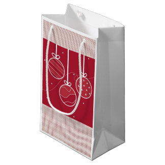 Sacola Para Presentes Pequena Decorações de Feriado Vermelhas e Brancas