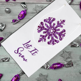 Sacola Para Presentes Pequena Deixe-A Neves Púrpura Floco de Neve