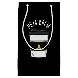 Sacola Para Presentes Pequena Deja Brew Engraçado Café Pun Escuro BG