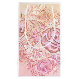 Sacola Para Presentes Pequena Dekorative Rosen und Spitzen