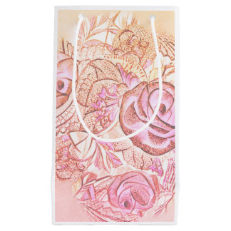 Sacola Para Presentes Pequena Dekorative Rosen und Spitzen