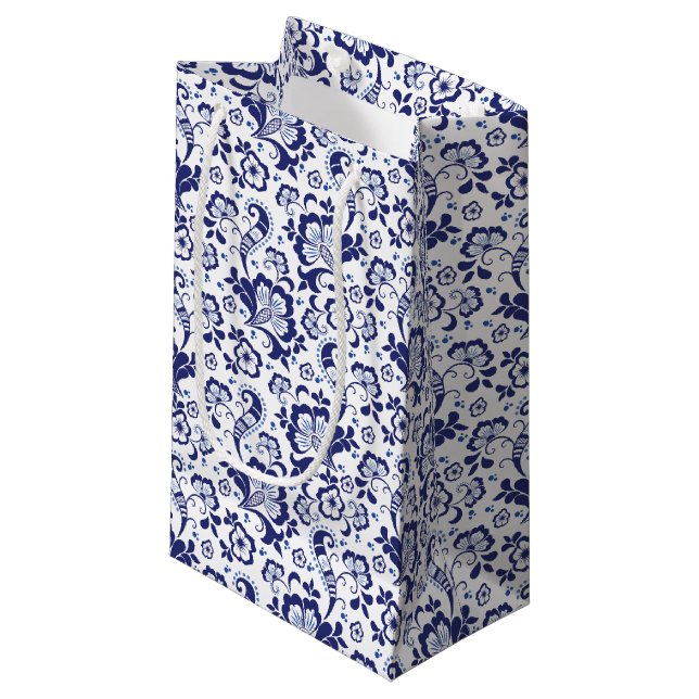 Sacola Para Presentes Pequena Delfts Blauw | Delft Blue Dutch Weding Favor (Frente inclinada)