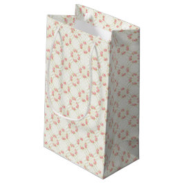 Sacola Para Presentes Pequena Delicado Trabalho de Rolo de Ouro & Rosas Cor-de-R