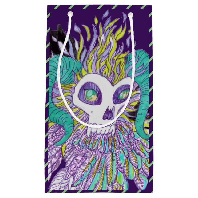 Sacola Para Presentes Pequena Demon Feather Spooky Monster (Frente)