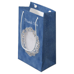Sacola Para Presentes Pequena Denim Jean faz bolsos e Lace