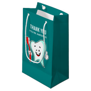 Sacola Para Presentes Pequena Dente feliz com cuidado dentário Obrigado