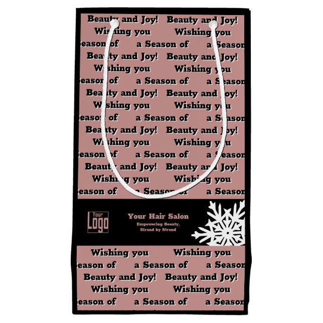 Sacola Para Presentes Pequena Desejando-lhe uma temporada de beleza e alegria ro (Frente)