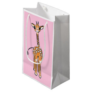 Sacola Para Presentes Pequena Desenho girafa bonito, animais safari