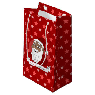 Sacola Para Presentes Pequena Desenhos animados pretos de Papai Noel
