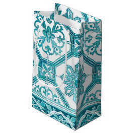 Sacola Para Presentes Pequena Design azul português tradicional dos azulejos