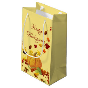 Sacola Para Presentes Pequena Design de Ação de Graças