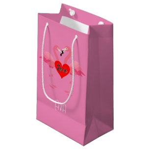 Sacola Para Presentes Pequena Design de Amor Flamingo Rosa - Saco do Presente -