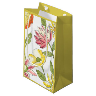 Sacola Para Presentes Pequena Design de Jardim Floral com Fundo Branco
