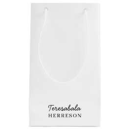 Sacola Para Presentes Pequena Design de Monograma Neutro Moderno
