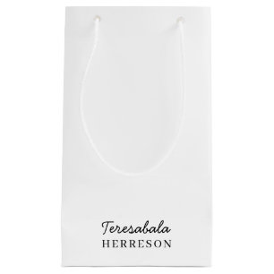 Sacola Para Presentes Pequena Design de Monograma Neutro Moderno