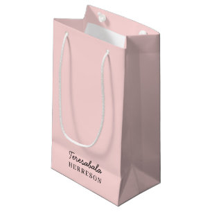 Sacola Para Presentes Pequena Design de Monograma Rosa Moderno