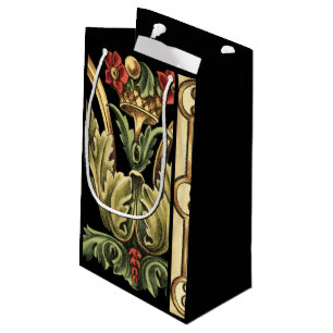 Sacola Para Presentes Pequena Design Floral Oral com Fronteiras Negras