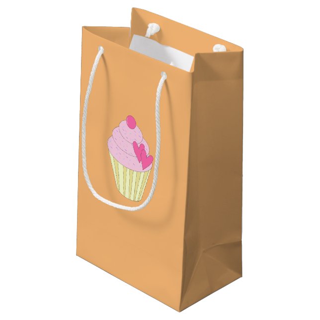 Sacola Para Presentes Pequena Design ilusório Laranja (Verso inclinado)
